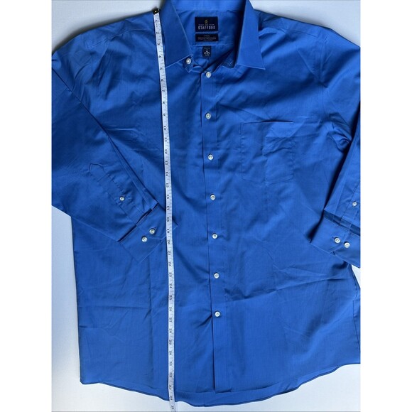 Men's Stafford Dress Shirt Broadcloth Blue Regular Fit Easy Care Sze XL - Picture 3 of 5